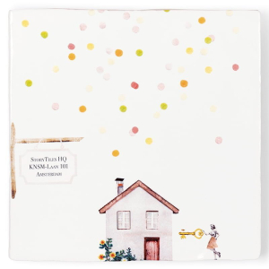 Hoera, de sleutel STORYTILES tegeltje 10x10 cm